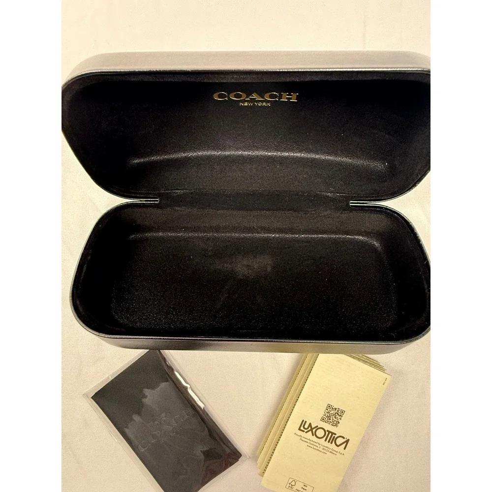 Coach Black Hard Sunglasses Case‎ with Cleaning Cloth and Care Booklet Luxottica